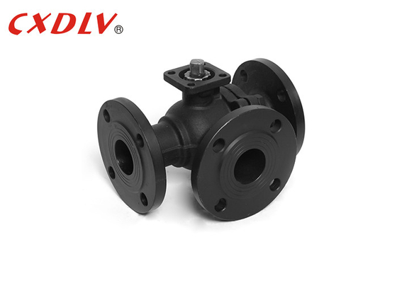 3 Way Flanged Ball Valve PN16 Casting Steel Dengan ISO5211 TOP