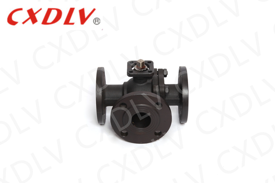 Flanged ISO5211 Direct Mounting Pad WCB Three Way Ball Valve PN16 dengan PTFE Seaat