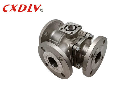 3-Way Full Port Flanged End Diverter Valve PN16 Dengan ISO5211 TOP