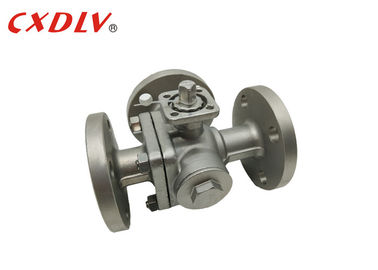 Q45F 16P T - Port 3 arah Flange CF8M Ball Valve Mengambang Katup Kontrol Platform Tinggi