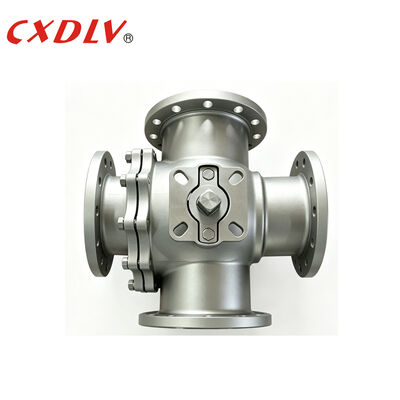 4-Way Full Port Flanged End Ball Valve T-Bore PN16 Dengan ISO5211 TOP