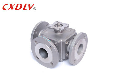 Kecil Full Port 3 Way Flanged Ball Valve Square dengan Mounting Pad