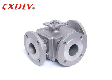 Kecil Full Port 3 Way Flanged Ball Valve Square dengan Mounting Pad