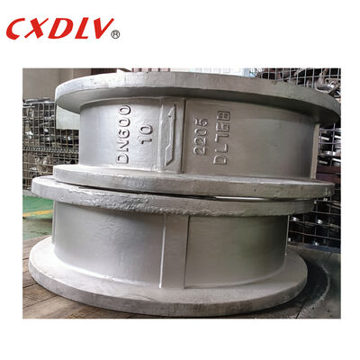 DN600 Klep Pemeriksaan Plat Ganda Baja Dupleks 2205 PN10 Flanged