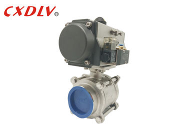 3 Pieces Ulir Sekrup Pneumatik Digerakkan Ball Valve Bertindak Ganda Dengan Solenoid Valve