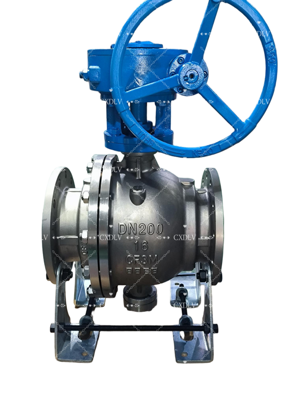Ventil bola stainless steel yang tahan lama Gear cacing yang dioperasikan dengan penyegelan lembut