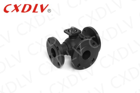 Flanged ISO5211 Direct Mounting Pad WCB Three Way Ball Valve PN16 dengan PTFE Seaat