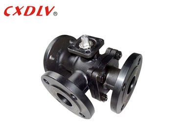 Flanged ISO5211 Direct Mounting Pad WCB Three Way Ball Valve PN16 dengan PTFE Seaat