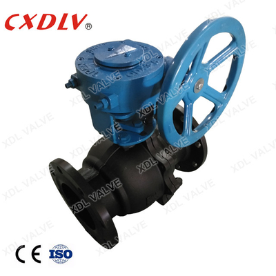 2 Piece Stainless Steel Flanged Ball Valve WCB Worm Gear Dioperasikan