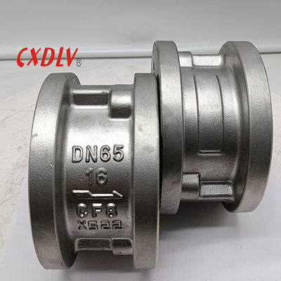 Katup Periksa Cakram Ganda Wafer Baja Tahan Karat 304 Pn16 Ujung Flange Untuk Semua Flange Hingga Pn16