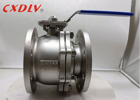 Katup bola stainless steel A351Gr.CF8 Flange kedua ujung jenis dengan tuas pegangan