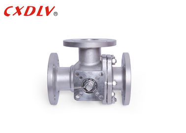 Q45F 16P T - Port 3 arah Flange CF8M Ball Valve Mengambang Katup Kontrol Platform Tinggi