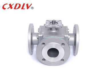Kecil Full Port 3 Way Flanged Ball Valve Square dengan Mounting Pad