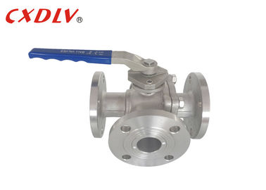 Full Bore SS 3 Way Flanged Ball Valve T / L Port Floating Valve