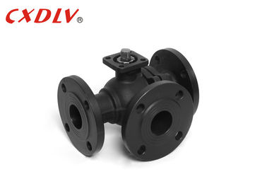 Flange End Cast Steel L-port 3 Way Flanged Ball Valve PN16 4 Inch Pemasangan Langsung untuk Otomatisasi