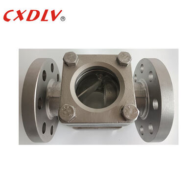 Flanged Sight Glass Dengan Flapper Stainless Steel Borosilicate Glass PN16 Connection