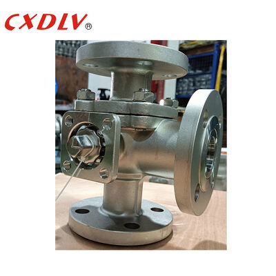 3-Way Full Port Flanged End Ball Valve L-Bore PN16 Dengan ISO5211 TOP