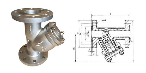 DN200 Stainless Steel Y Strainer Valve Flanged Ended Filter dengan 40Mesh PN16 RF