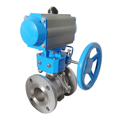 DN150 Pneumatic Pipe Flanged Ball Valve PN40 Dengan Worm Gear