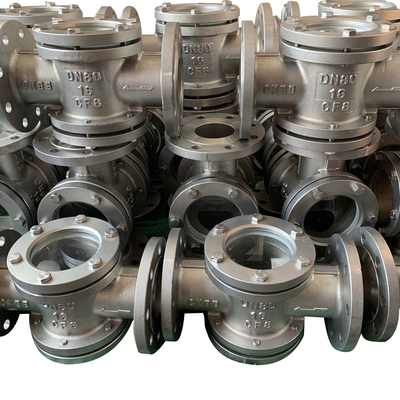 Valve Flange Sight Glass Mengakhiri SS304 Swing Type Pyrex Dengan Flapper